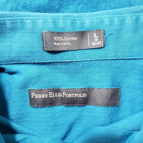 Perry Ellis Mens Button Down Shirt Long Sleeves Front Pocket 2 Cuff Sizes Large - Picture 3 of 8